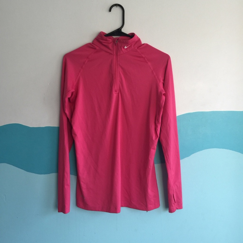 Nike Pro Dri Fit Compression 1/4 ZIP Top Hot Pink